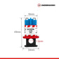 Bloqueo de breaker eléctrico azul de 11 mm con medidas - Underwork.cl