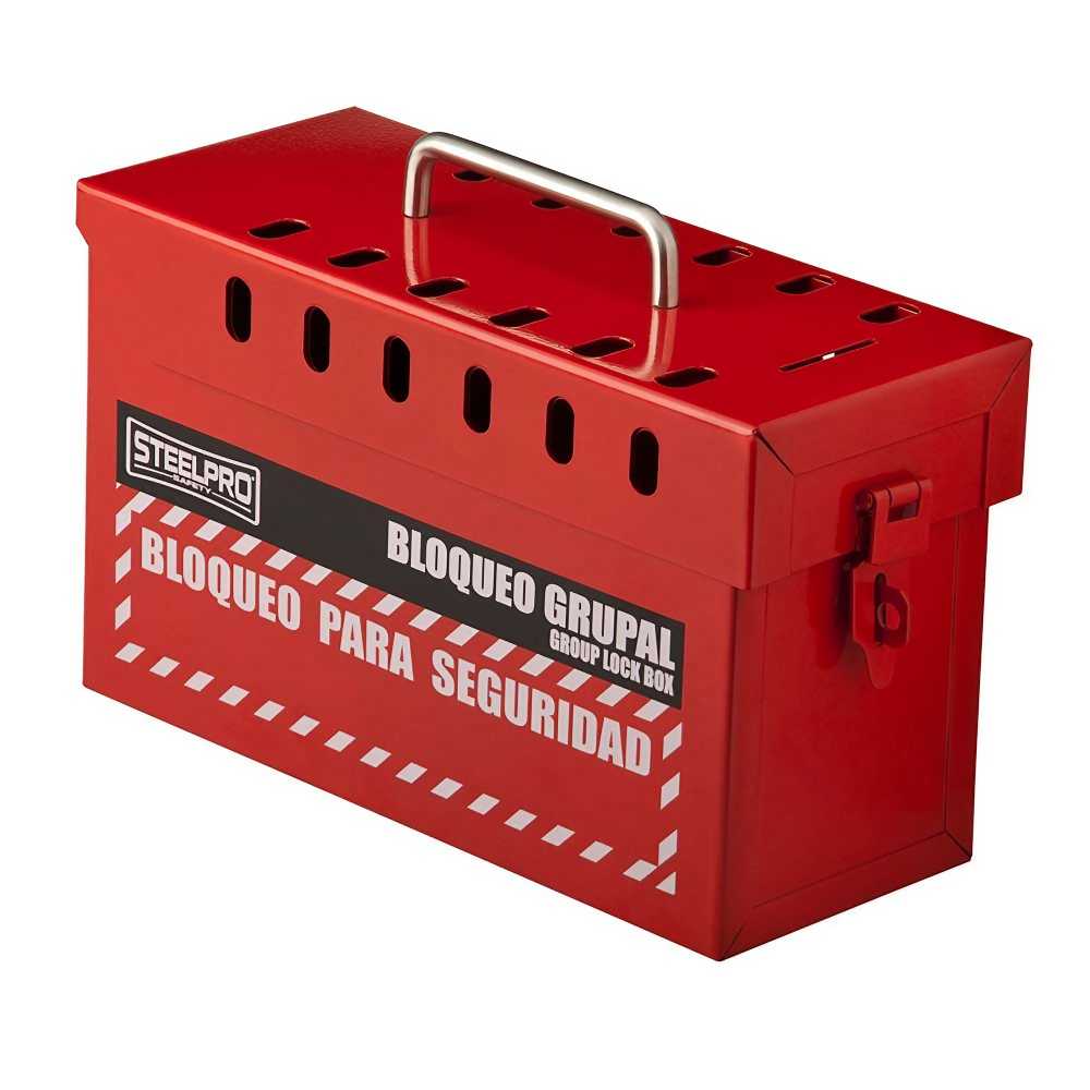 Caja de bloqueo grupal roja Underwork.cl para 12 candados LOTO