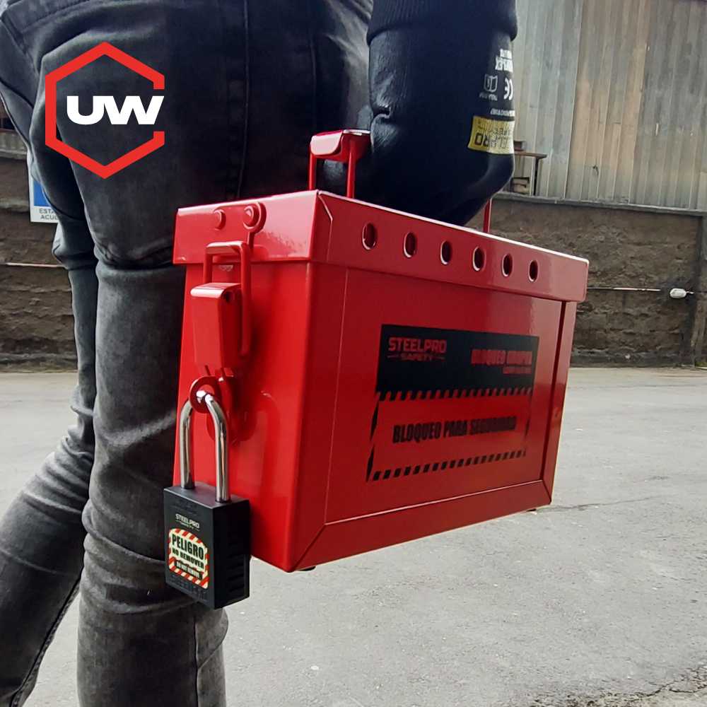 Caja de bloqueo grupal roja Underwork.cl para 12 candados LOTO