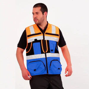 Chaleco Geólogo Ingeniero Azul-Naranjo Underwork.cl