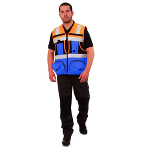 Chaleco Geólogo Ingeniero Azul-Naranjo Underwork.cl