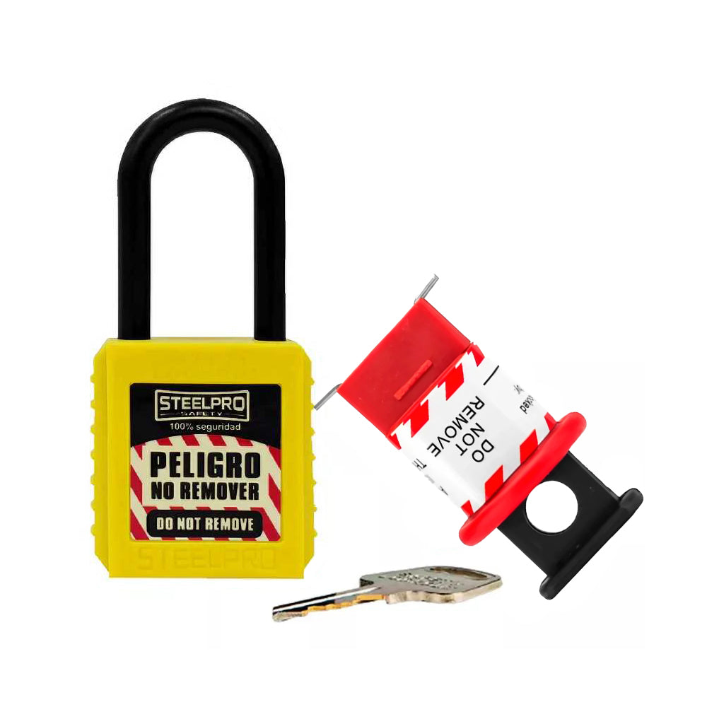 Kit Bloqueo de Breaker Eléctrico 16mm - Candado dieléctrico amarillo Undework.cl