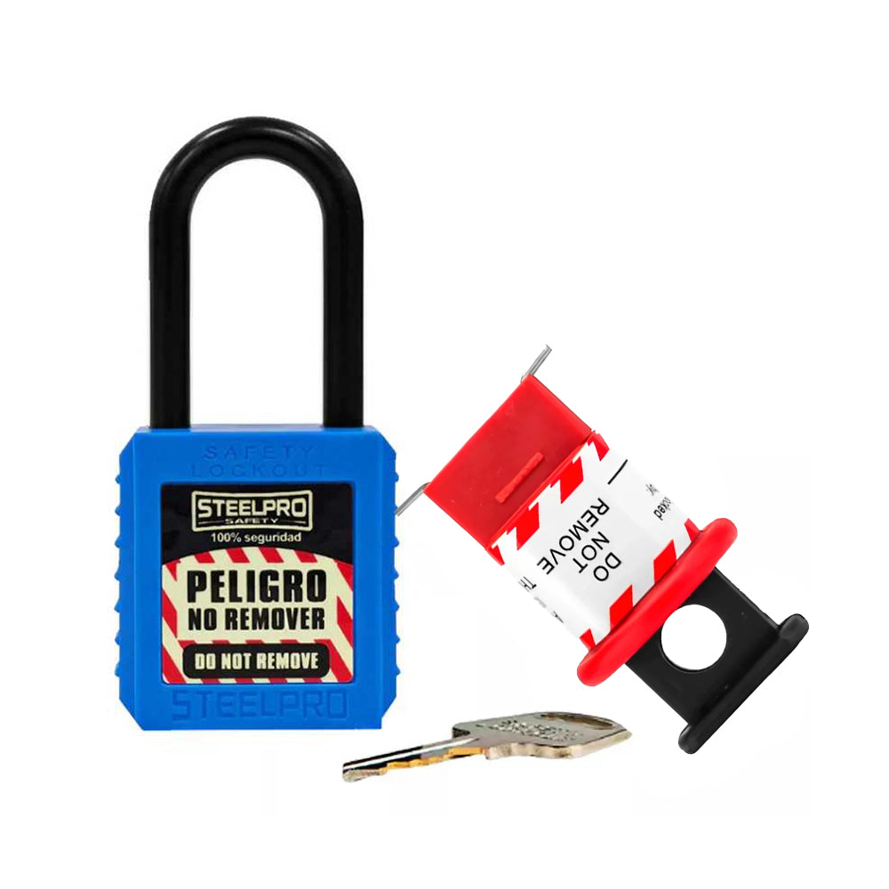 Kit Bloqueo de Breaker Eléctrico 16mm - Candado dieléctrico azul Undework.cl