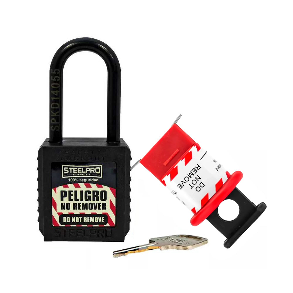 Kit Bloqueo de Breaker Eléctrico 16mm - Candado dieléctrico negro Undework.cl