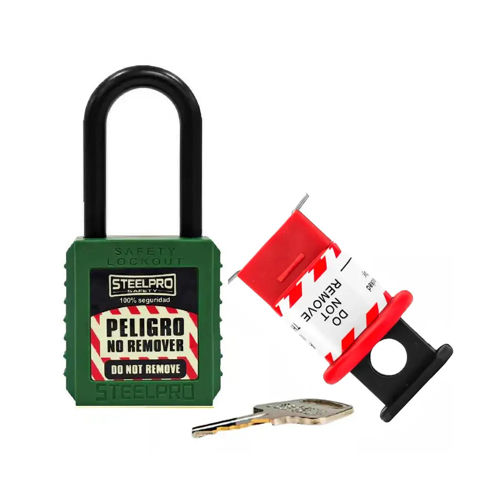 Kit Bloqueo de Breaker Eléctrico 16mm - Candado dieléctrico verde Undework.cl